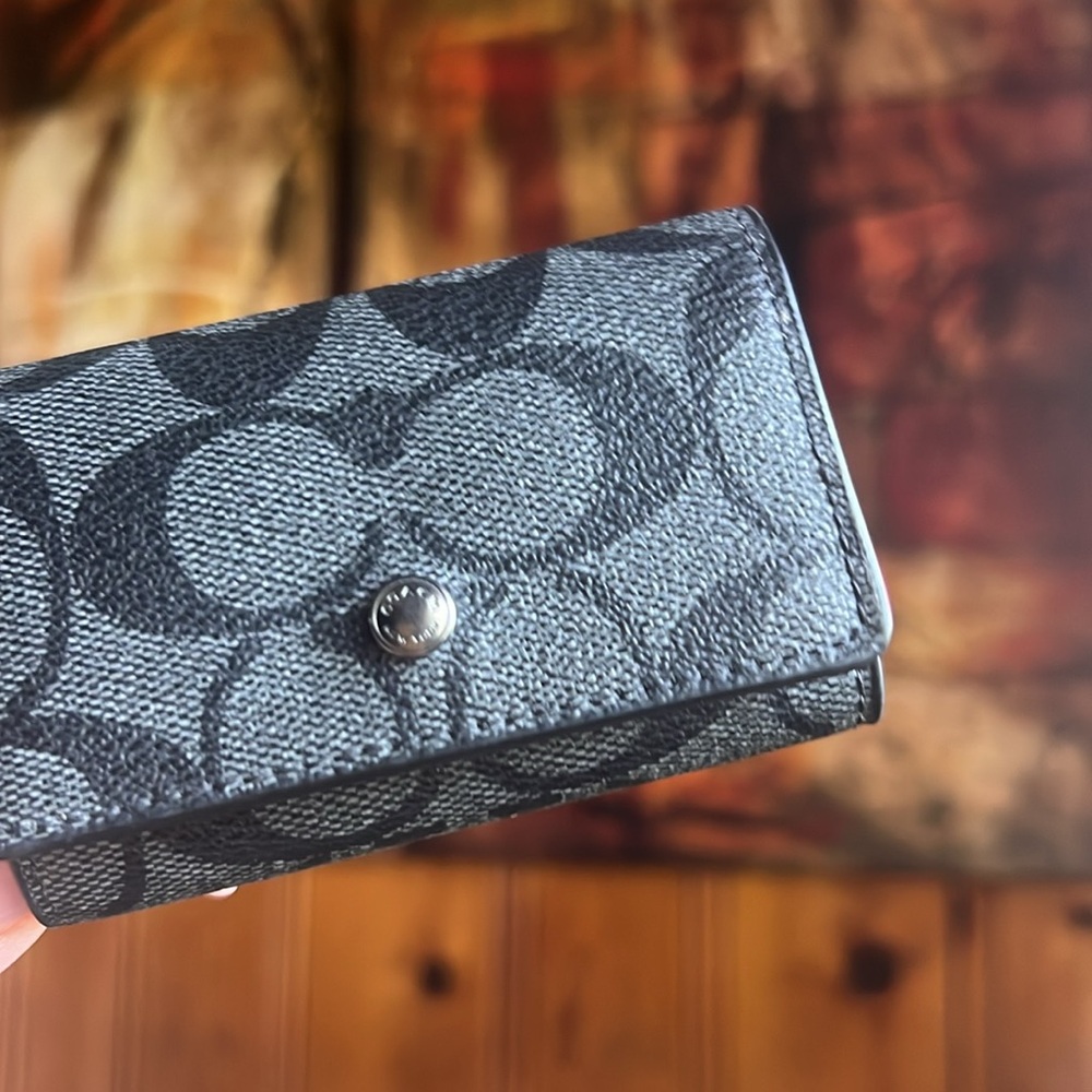 Coach Black Signature Key Holder
